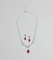 Gorgeous Radiance Gemstone Necklace And Earrings Set