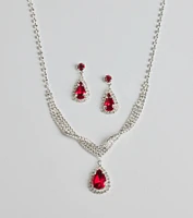 Gorgeous Radiance Gemstone Necklace And Earrings Set