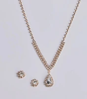 My Moment Rhinestone Necklace And Earrings Set