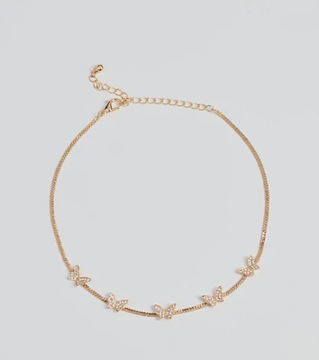 In Flight Butterfly Rhinestone Choker