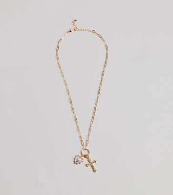 Blessed Romance Heart Cross Pendant Necklace