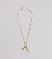 Blessed Romance Heart Cross Pendant Necklace