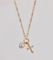 Blessed Romance Heart Cross Pendant Necklace