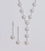 Truly Glam Rhinestone and Pearl Lariat Necklace Set