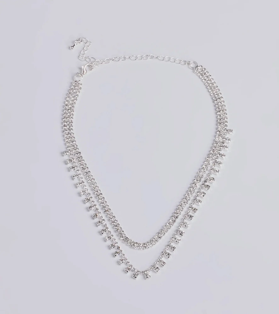 Glam Factor Layered Rhinestone Choker Necklace