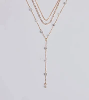 Glam Moment Rhinestone and Faux Pearl Lariat Necklace Set