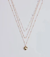 All My Heart Faux Pearl Lariat Pendant Necklace Set