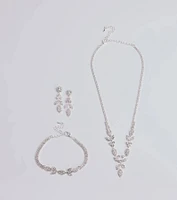 Luxe Desire Rhinestone Leaf Jewelry Set