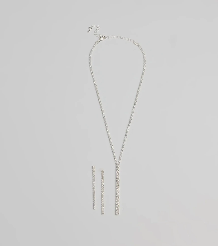 Luxe Gleam Rhinestone Necklace And Earrings Set