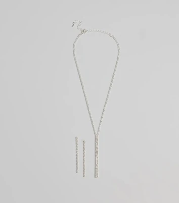 Luxe Gleam Rhinestone Necklace And Earrings Set