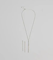 Luxe Gleam Rhinestone Necklace And Earrings Set
