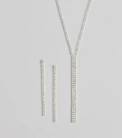 Luxe Gleam Rhinestone Necklace And Earrings Set