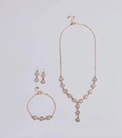 Timeless Elegance Floral Rhinestone and Pearl Necklace Set