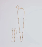 Delicate Ice Rhinestone Necklace And Earrings Set