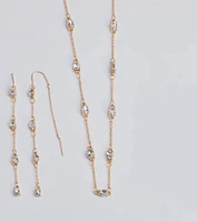 Delicate Ice Rhinestone Necklace And Earrings Set