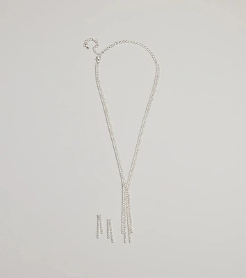 Glitzy Rhinestone Lariat Necklace And Earring Set