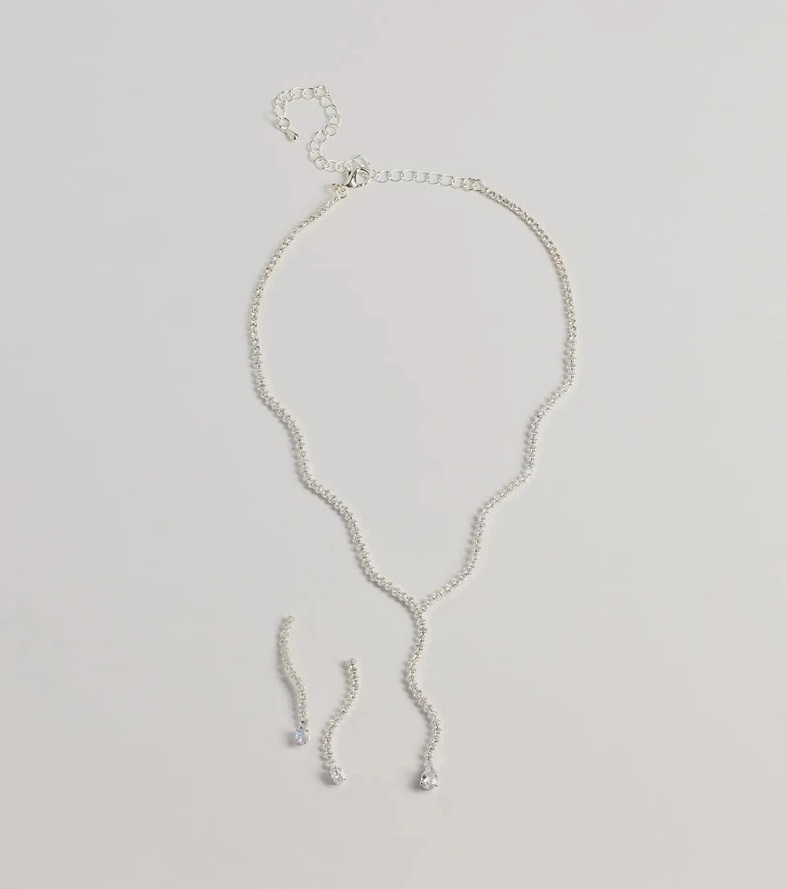 Bejeweled Bliss Cubic Zirconia Wavy Necklace Set