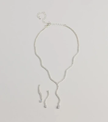 Bejeweled Bliss Cubic Zirconia Wavy Necklace Set