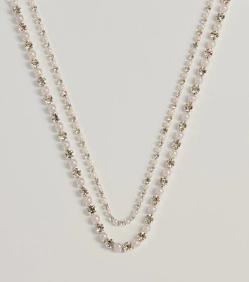 Shimmering Treasure Rhinestone And Pearl Choker