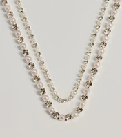 Shimmering Treasure Rhinestone And Pearl Choker