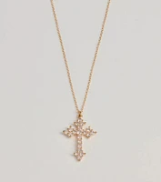 Divine Charm Rhinestone Cross Pendant Necklace