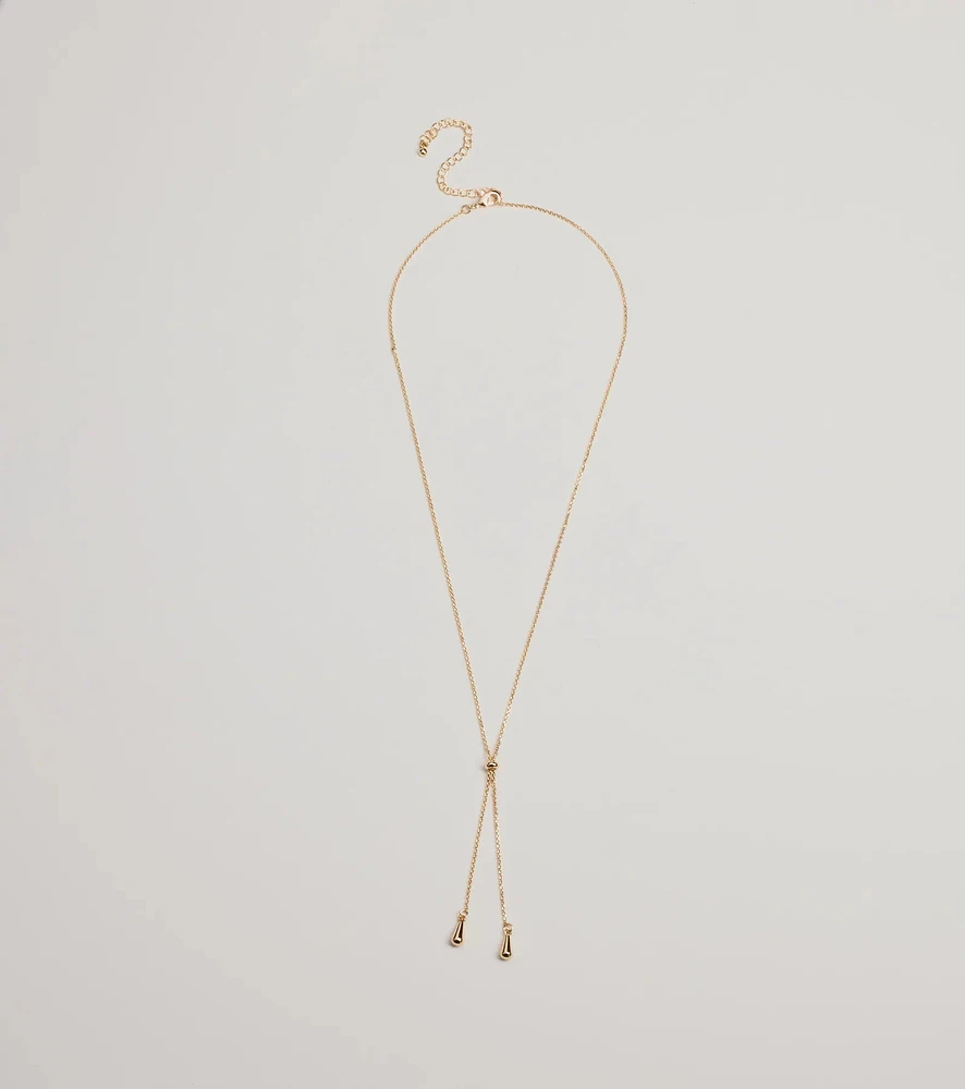 Sleek Minimalist Era Teardrop Slider Necklace