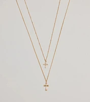 Joyful Glam Layered Cross Charm Necklace