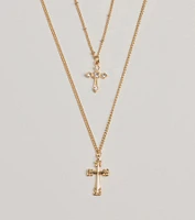 Joyful Glam Layered Cross Charm Necklace
