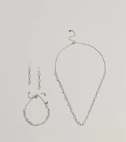 Bloom In Sparkles Necklace, Earrings, And Bracelet Set