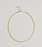 Bold Twist Metal Chain Necklace