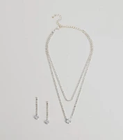 Elegant Sparkle Rhinestone Necklace And Earrings Set
