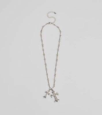 Graceful Radiance Rhinestone Cross Pendant Necklace