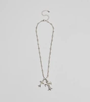 Graceful Radiance Rhinestone Cross Pendant Necklace