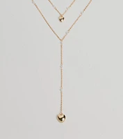 Sweet Glam Layered Faux Pearl And Heart Pendant Necklace
