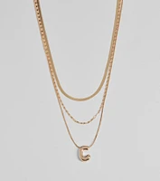 C Initial Layered Bubble Necklace