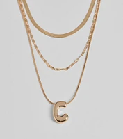 C Initial Layered Bubble Necklace