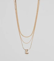 E Initial Layered Bubble Necklace