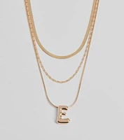 E Initial Layered Bubble Necklace