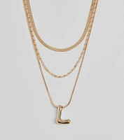 L Initial Layered Bubble Necklace