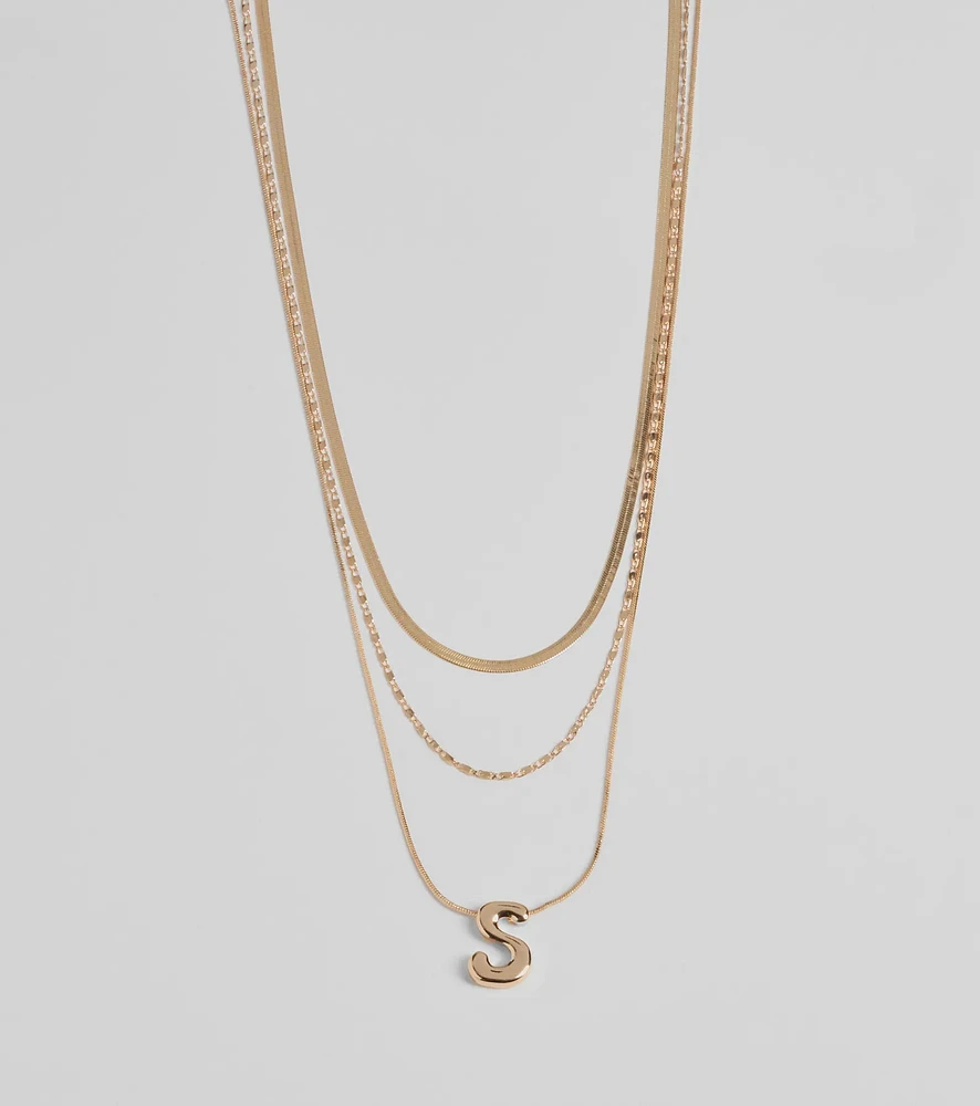 Initial Layered Bubble Necklace