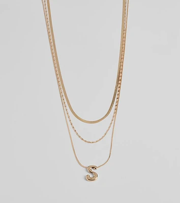 Initial Layered Bubble Necklace