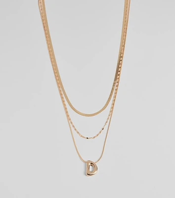D Initial Layered Bubble Necklace