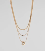 D Initial Layered Bubble Necklace