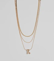 R Initial Layered Bubble Necklace