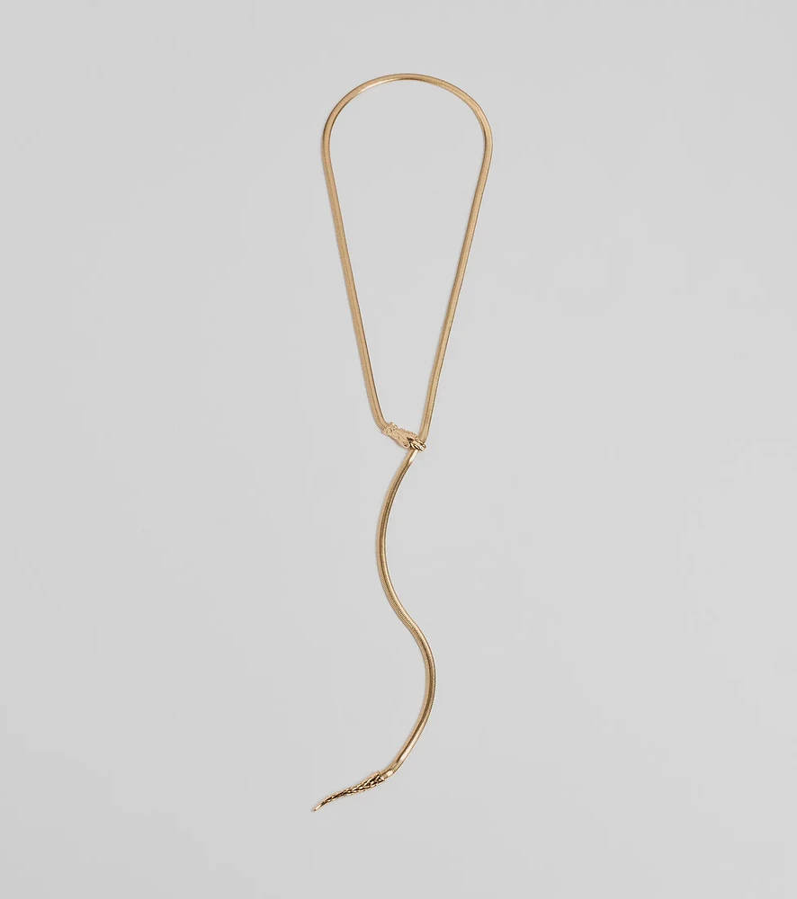Edgy Snake Chain Lariat Necklace
