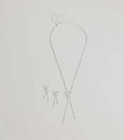 Luxe Butterfly Rhinestone Necklace And Earrings Set