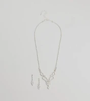 Glam Perfection Rhinestone Necklace And Earrings Set