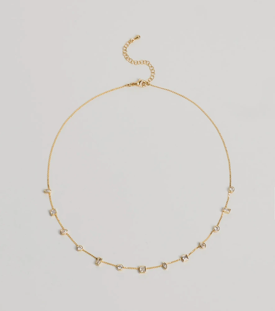 Dainty Chic Geometric Charm Rhinestone Necklace