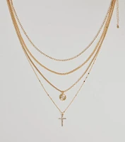 Sleek Bliss Layered Cross Charm Necklace
