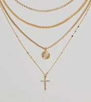 Sleek Bliss Layered Cross Charm Necklace
